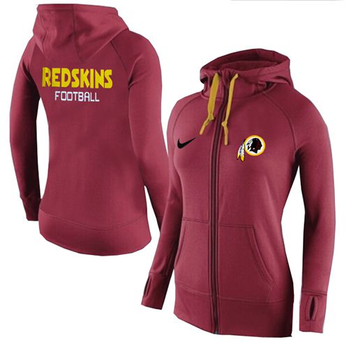 Women's Nike Washington Redskins Full-Zip Performance Hoodie Red_1